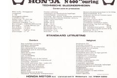 Honda N600 touring specificaties